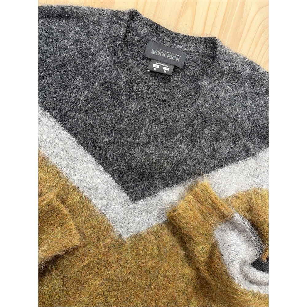Todd Snyder x Woolrich Mohair Wool Chevron Pattern Crewneck Sweater Size Small